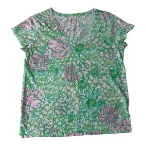 Lilly Pulitzer Pink and Green Floral Top